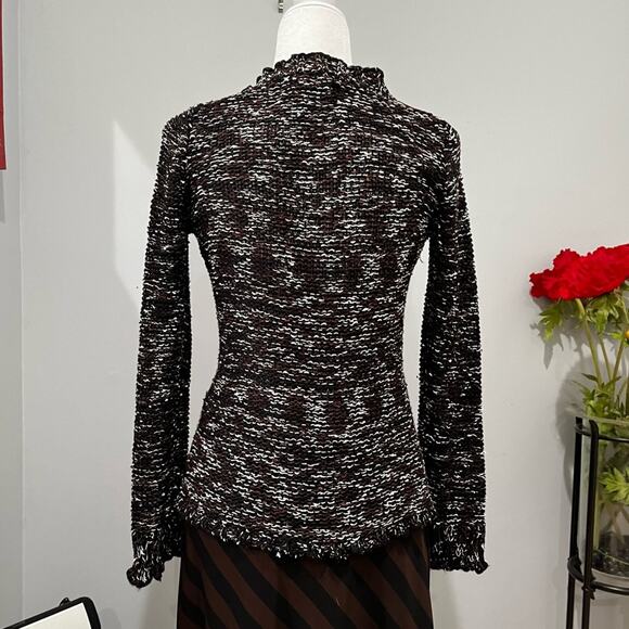 NEW BCBG Academia Flutter Collar Button Front Open Weave Knit Cardigan S NWOT - Picture 2 of 16